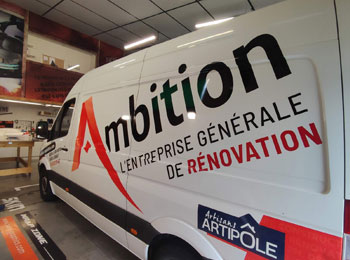 decoration artisan publicité sur vehicule