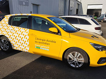 skin graphics vehicule publicitaire yelow
